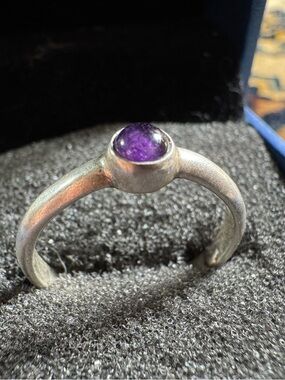 925 Sterling Silver Ring Amethyst
Cabochon Minimalist Bezel Set Purple Stone 7